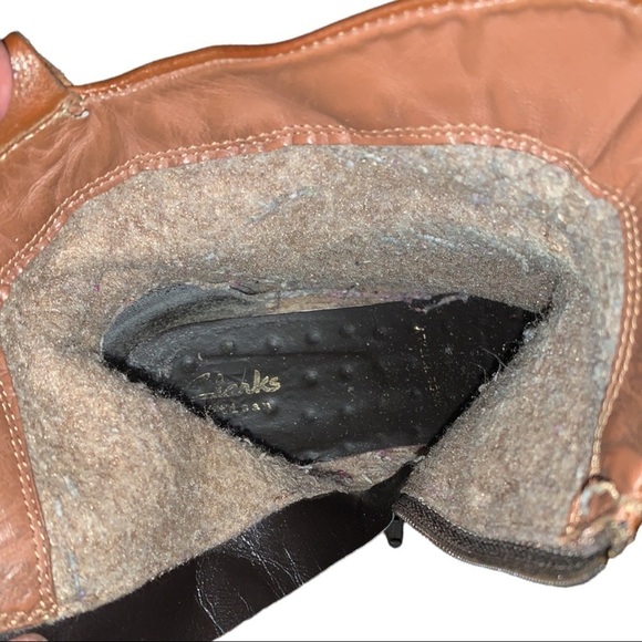 Clarks Leather Ankle Boots Low Heel Round Toe Chestnut Brown Womens Size 7.5M - Picture 14 of 16